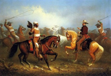 ジェームス・ウォーカーがアメリカ西部で野生の馬をローピング Oil Paintings